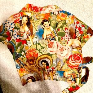Beautiful Hemet brand small pinup tie-front shirt! Worn once - like new.